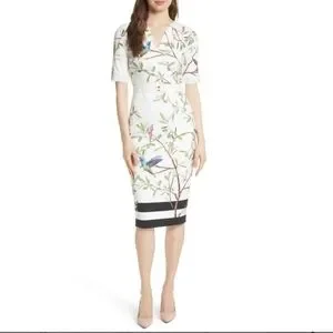 ted baker ネイビードレス Ted Baker Floral Print Dress, Size 6 US